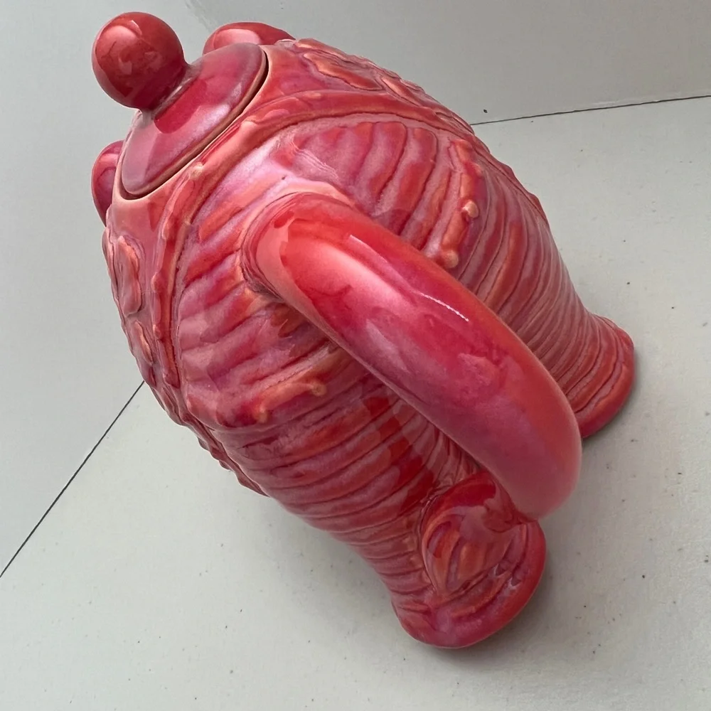 🐘🫖CALYPSO ST. BARTH Pink🩷Magenta Ceramic Elephant Tea Pot🍵 NWT